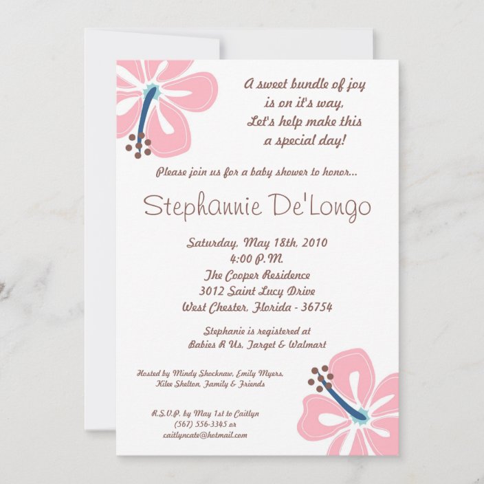 5x7 Hawaiian HibiscusFlower Baby Shower Invitation | Zazzle.com
