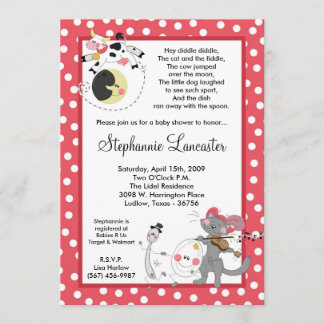 5x7 Hey Diddle Didd Nursery Baby Shower Invitation