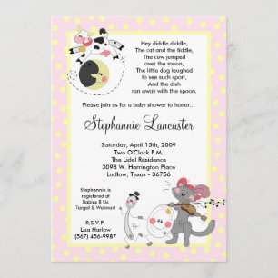 5x7 Hey Diddle Didd Nursery Baby Shower Invitation