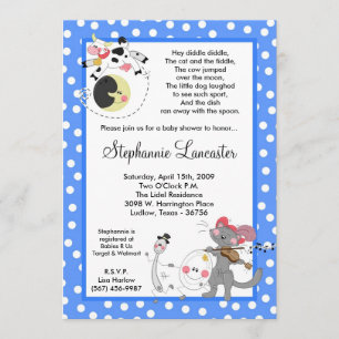 5x7 Hey Diddle Didd Nursery Baby Shower Invitation