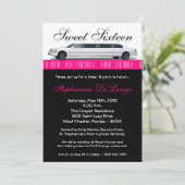5x7 Hot Pink Limo Sweet 16 Birthday Invitation (Standing Front)