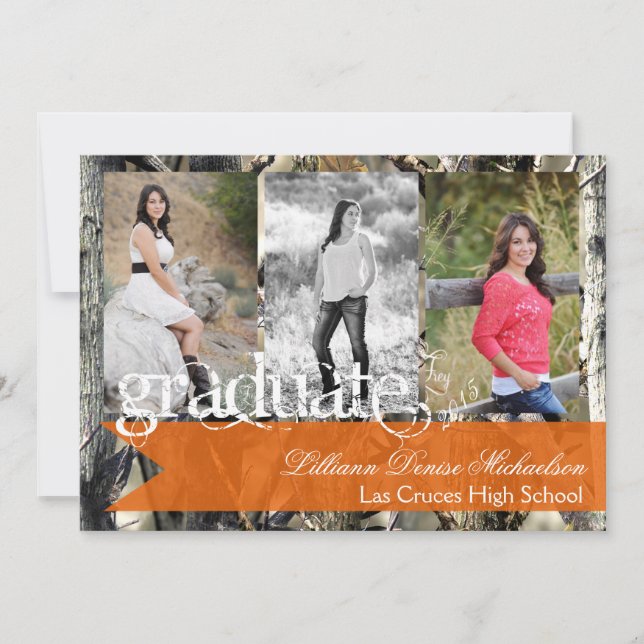 5x7 Hunters Camo Camouflage Senior Announcement (Front)