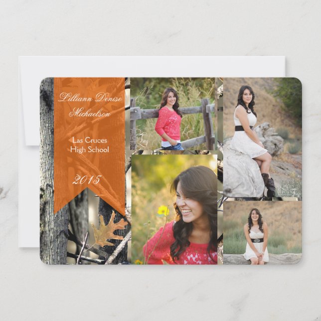 5x7 Hunters Camo Camouflage Senior Announcement (Front)