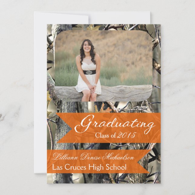 5x7 Hunters Camo Camouflage Senior Announcement (Front)