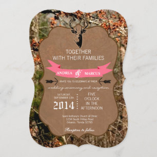 5x7 Hunting Deer Buck Head Camo Wedding Invitation