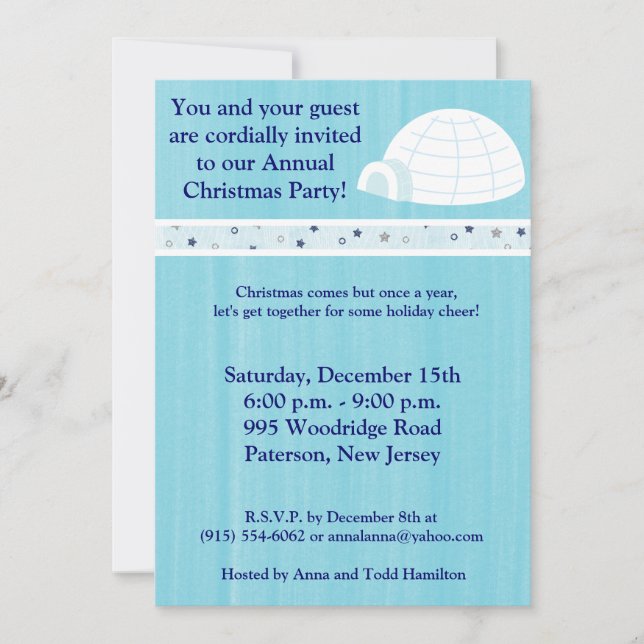 5x7 Icy Igloo Baby Blue Invitation (Front)