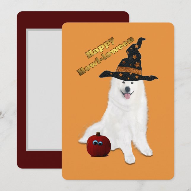 5X7 In. Flat TY Message Card Halloween Samoyed  (Front/Back)