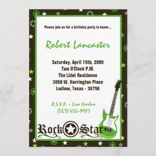 5x7 Invite - Boy Rock Star Birthday Invitation
