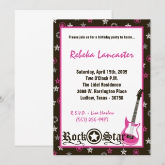 5x7 Invite - Girl Rock Star Birthday Invitation | Zazzle