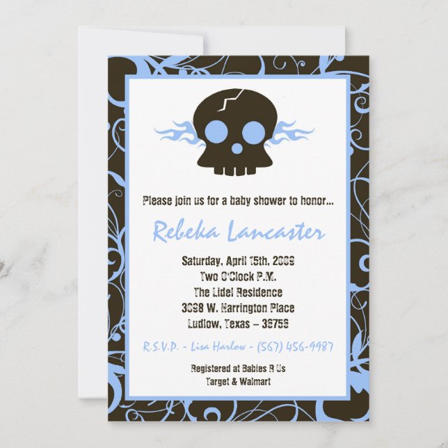 5x7 Invite - Punk Skull Roc Baby Shower Invitation (Front)