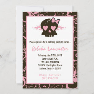 5x7 Invite - Punk Skull Roc Birthday Invitation