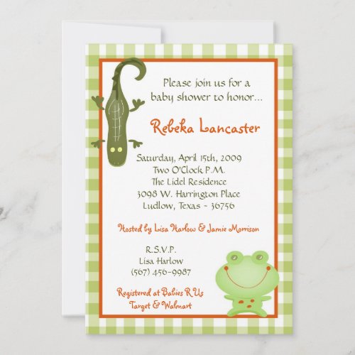 5x7 Invite _ Swamp Buddies Baby Shower Invitation