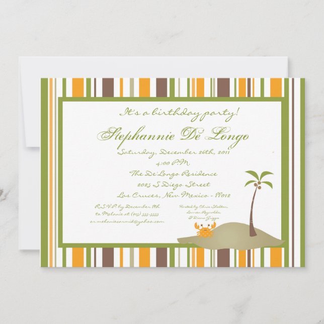 5x7 Island Party Invitation (Front)