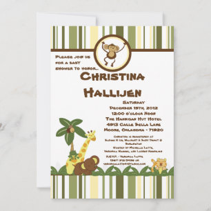 5x7 Jungle Babies Baby Shower Invitation
