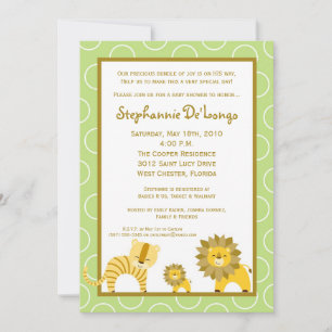 5x7 Jungle Boy Lion Safari Baby Shower Invitation