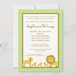 5x7 Jungle Girl TRIPLETS Baby Shower Invitation