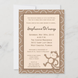 5x7 Jungle Safari Monkey Baby Shower Invitation