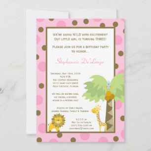 5x7 Jungle Safari Zoo Animal Birthday Invitation