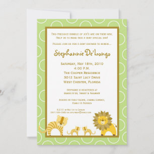5x7 Jungle Tiger Girl TWINS Baby Shower Invitation