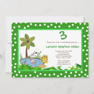 5x7 JungleSafari Animals Birthday Party Invitation