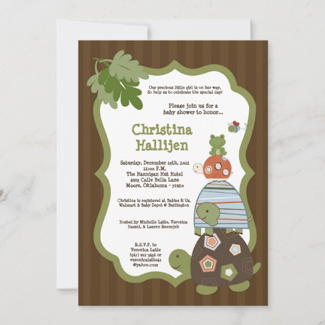 5x7 Laguna Beach Turtle Baby Shower Invitation (Front)