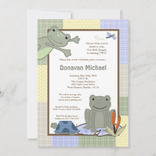 5x7 Leap Frog Turtle Bee Birthday Party Invitation