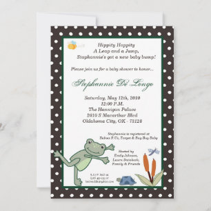 5x7 Leap Frog Turtle Pond Baby Shower Invitation