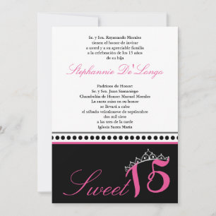 5x7 Light Pink Tiara Quinceanera Party Invitation