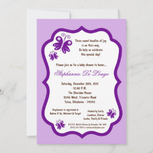 5x7 Light Purple Butterfly Baby Shower Invitation