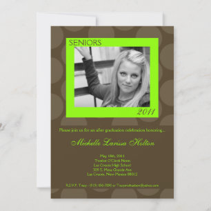 5x7 Lime Circle Polk Photo Graduation Announcement