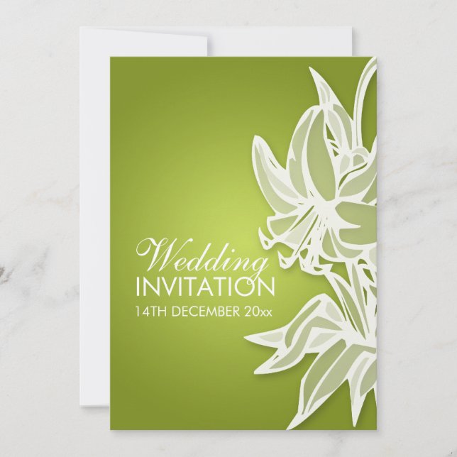 5x7 Lime Lily Bouquet Elegant Wedding Invitation (Front)