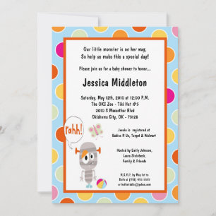 5x7 Little Monster Baby Shower Invitation