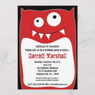 5x7 Little Monsters Birthday Invitation