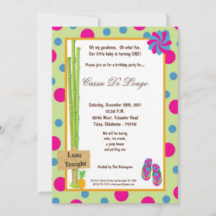 5x7 Luau Birthday Party Invite
