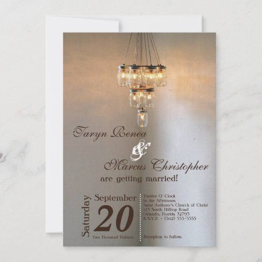 5x7 Mason Jar Chandelier Candle Wedding Invitation Zazzle