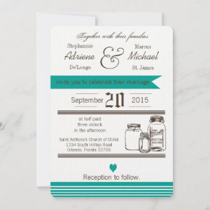 5x7 Mason Jar Country Rustic Wedding Invitation