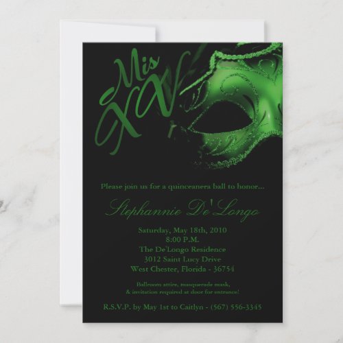 5x7 Masquerade Mask 15 Quinceanera Ball Invitation