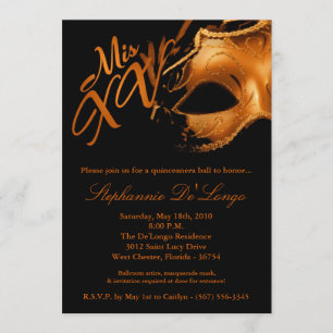 5x7 Masquerade Mask 15 Quinceanera Ball Invitation