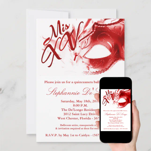 5x7 Masquerade Mask 15 Quinceanera Ball Invitation Zazzle