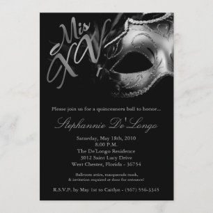 5x7 Masquerade Mask 15 Quinceanera Ball Invitation