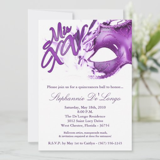 5x7 Masquerade Mask 15 Quinceanera Ball Invitation Zazzle