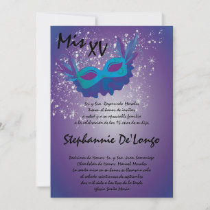 5x7 Masquerade Quinceanera Birthday Invitation