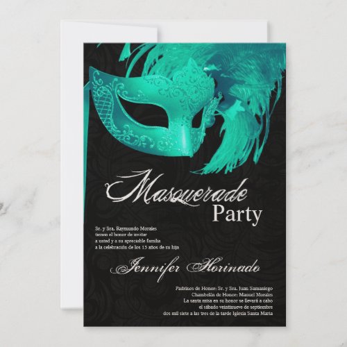 5x7 Masquerade Quinceanera Birthday Invitation