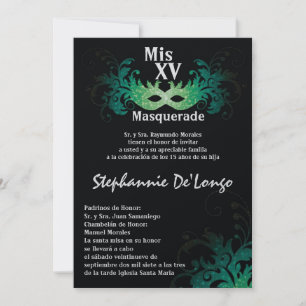 5x7 Masquerade Quinceanera Birthday Invitation
