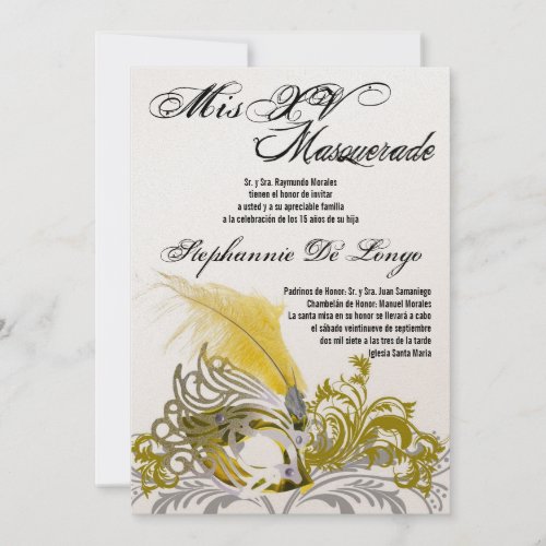 5x7 Masquerade Quinceanera Birthday Invitation