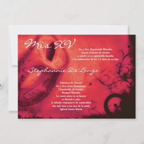 5x7 Masquerade Quinceanera Birthday Invitation