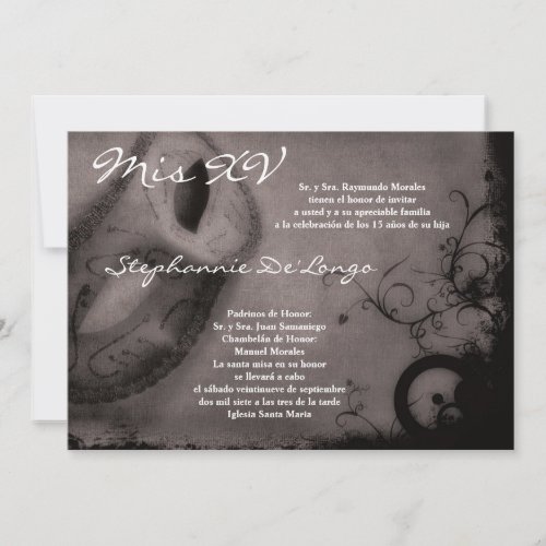 5x7 Masquerade Quinceanera Birthday Invitation