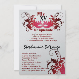 5x7 Masquerade Quinceanera Birthday Invitation