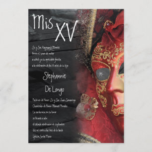 5x7 Masquerade Quinceanera Birthday Invitation