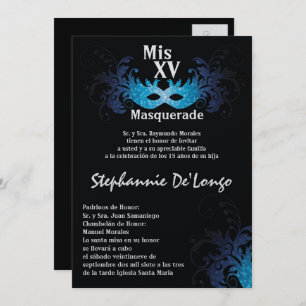 5x7 Masquerade Quinceanera Birthday Invitation